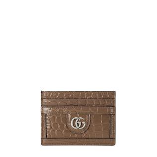 Crocodile card case with Double G