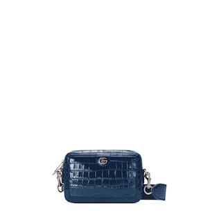 Crocodile shoulder bag with Double G