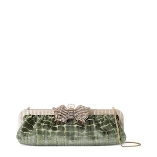 Crocodile velvet jacquard handbag