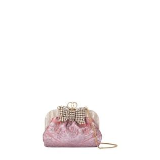 Floral brocade handbag with bow