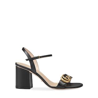 Leather mid-heel sandal
