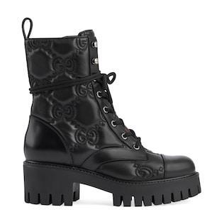 Women's GG Matelassé lace-up boot