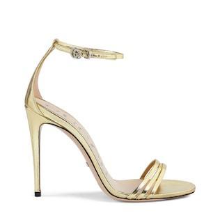 Women's heeled metallic sandal