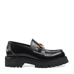 Women's leather lug sole loafer