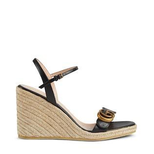Women's leather platform espadrille