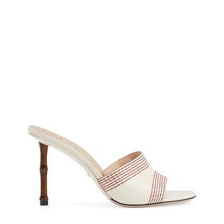 Women's slide sandal with bamboo heel