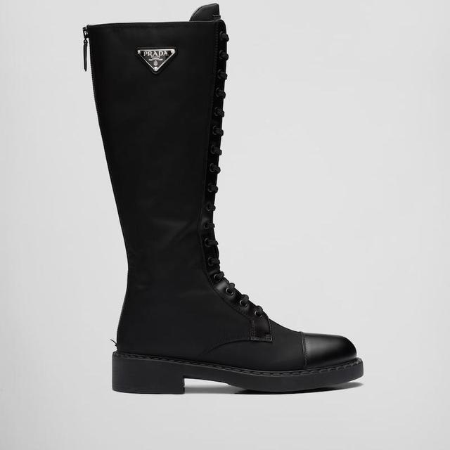 Brushed leather and Re-Nylon boots