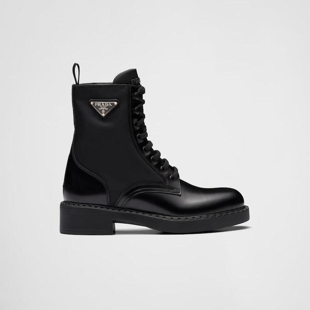 Brushed-leather and Re-Nylon boots