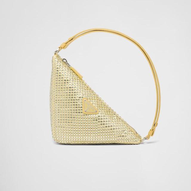 Crystal-studded satin pouch