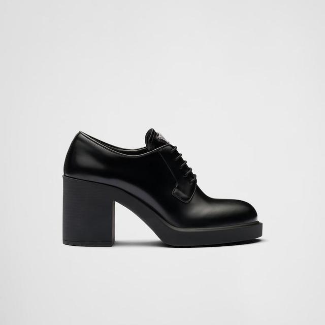 Heeled brushed leather lace-ups