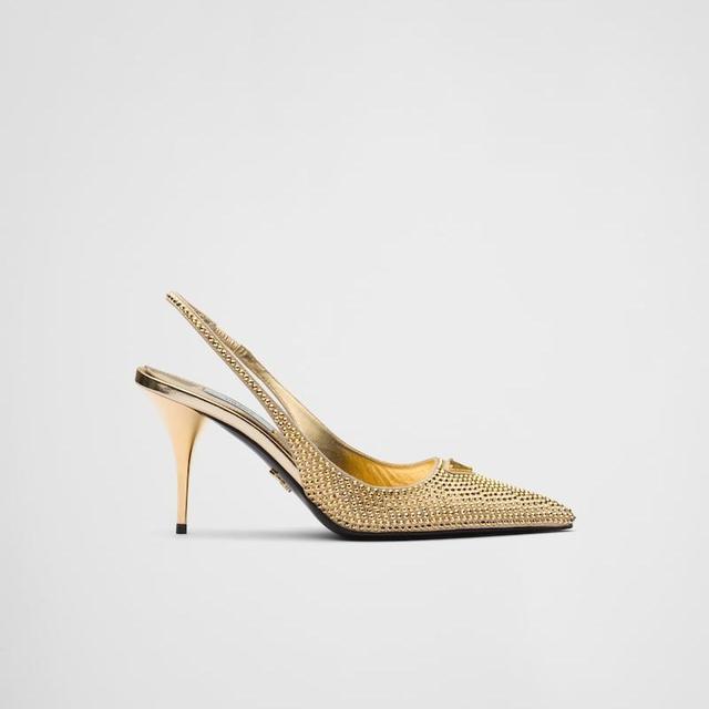 Satin slingbacks with crystals